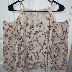 Floral cold shoulder top